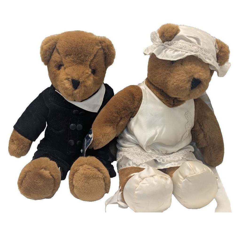 1983 Bride and Groom from Carousel by Guy 16" Plush Stuffed Bears Made In‎ Korea